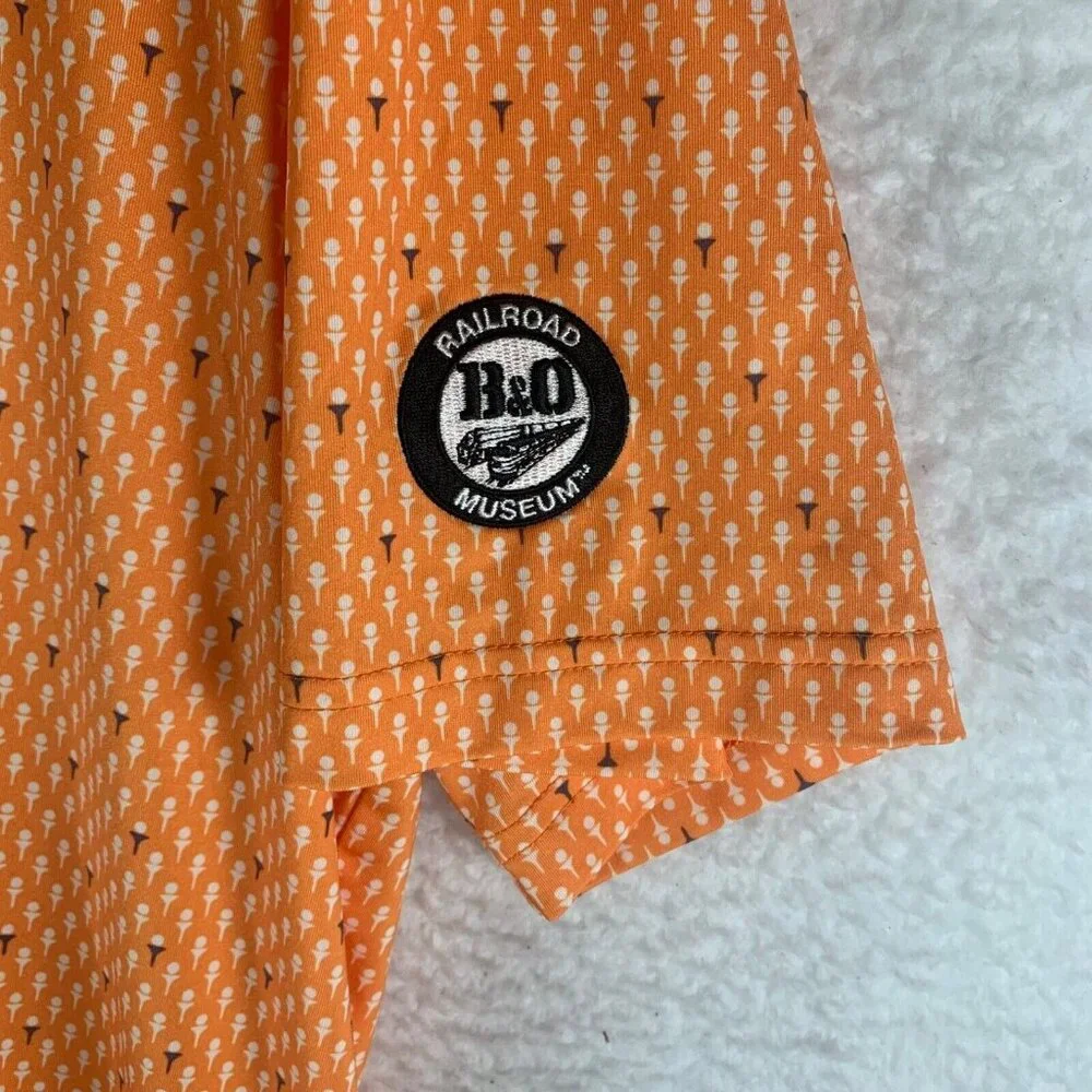 RLX Ralph Lauren Men's B&O Railroad Museum Golf Polo Shirt in Orange Size L 8971